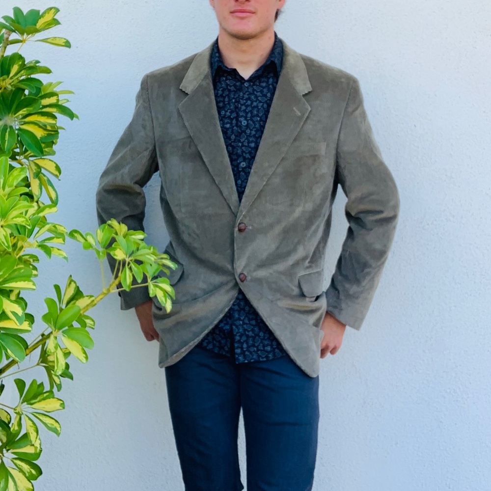 Monsieur Adolfo Mens Corduroy Blazer Coat Jacket